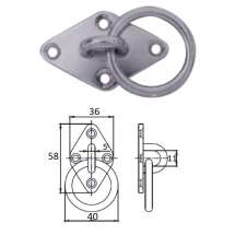 Планка ромб с кольцом 8 мм AISI304